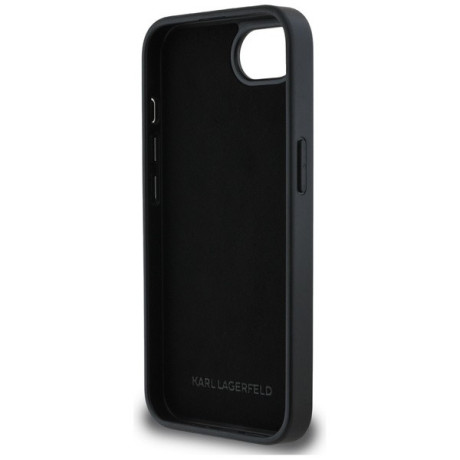 Оригинальный чехол Karl Lagerfeld Fixed Glitter Ikonik Metal Pin для iPhone 16e - black