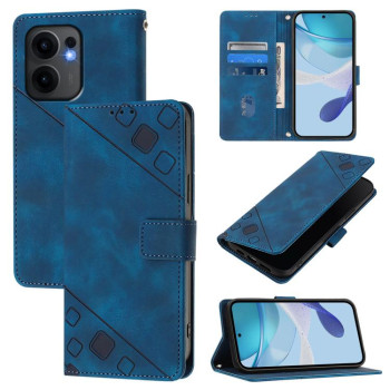 Чехол-книжка Skin-feel Embossed для OPPO Reno13 F/Reno13 FS- синий