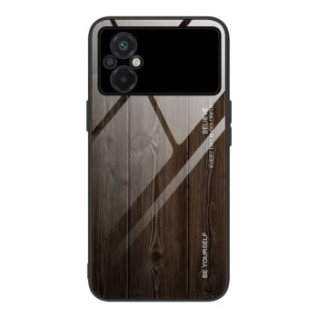 Протиударний чохол Wood Grain Glass на Xiaomi Poco M5 - чорний