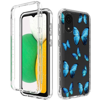 Противоударный чехол Transparent Painted для Samsung Galaxy A03 Core - Blue Butterflies