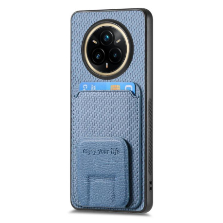 Противоударный чехол Carbon Fiber Card Bag для Realme 14 Pro+ - синий