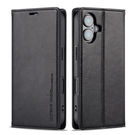 Чехол-книжка LC.IMEEKE RFID для iPhone 16 Plus - черный