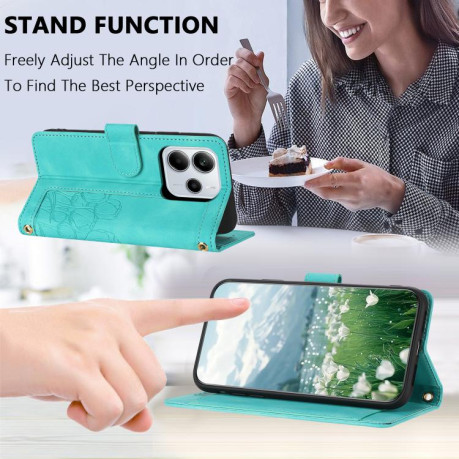 Чехол-книжка Tulips Embossed Leather для Xiaomi Redmi Note 14 4G 164.84mm - зеленый