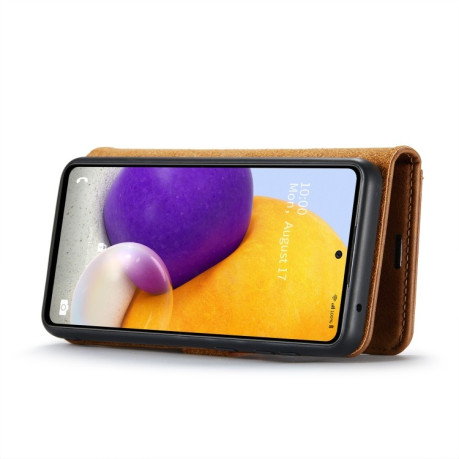 Кожаный чехол-книжка DG.MING Crazy Horse Texture на Samsung Galaxy A73 5G - коричневый
