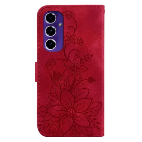 Чехол-книжка Lily Embossed Leather для Samsung Galaxy S24 FE 5G - красный