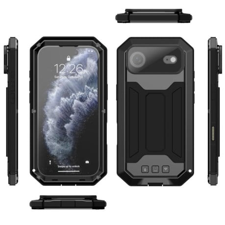Протиударний чохол R-JUST захист камери + підставка на iPhone Air - чорний