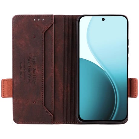 Чехол-книжка Magnetic Clasp Flip на OPPO Reno14 F 5G / 4G - коричневый