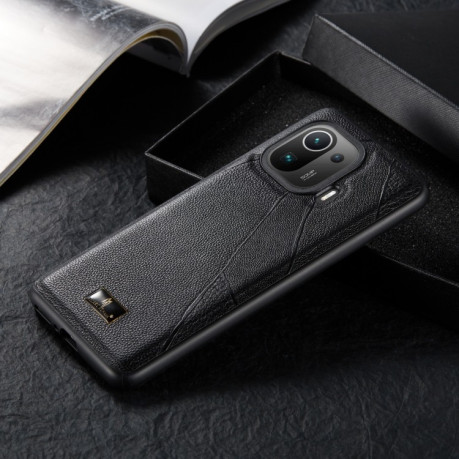 Протиударний чохол Fierre Shann Leather для Xiaomi Mi 11 Pro - Ox Tendon Black