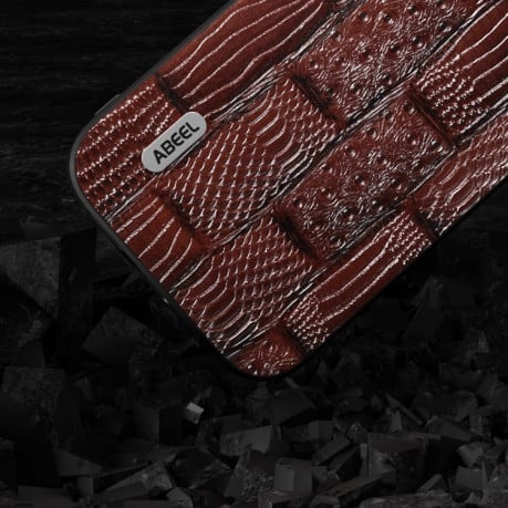 Чохол ABEEL Genuine Leather Mahjong для iPhone 15 Pro Max black - коричневий
