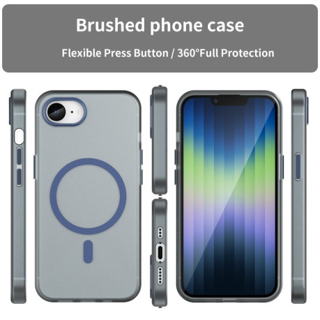 Противоударный чехол MagSafe Frosted Translucent TPU + PC для iPhone 16e - синий