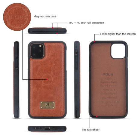 Чехол-кошелек POLA Multi-function для iPhone 11 Pro Max - коричневый