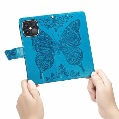 Чехол-книжка Butterfly Love Flower Embossed на iPhone 13 Pro - синий