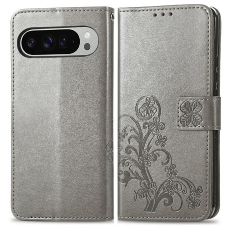 Чохол-книжка Four-leaf Clasp Embossed для Google Pixel 9 Pro XL - сірий