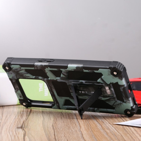 Противоударный чехол Camouflage Armor на OnePlus 10 Pro - зеленый
