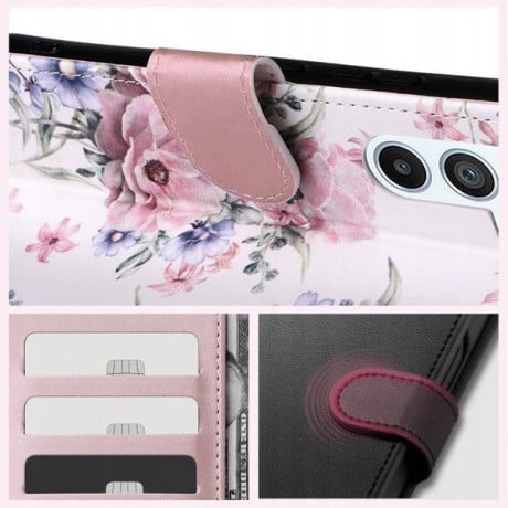 Чохол-книжка Tech-Protect Wallet на Xiaomi Redmi Note 13 Pro 4G - pink flowers