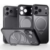 Полупрозрачный чехол Sulada с магнитным поворотным держателем на iPhone 18 Pro — чёрный