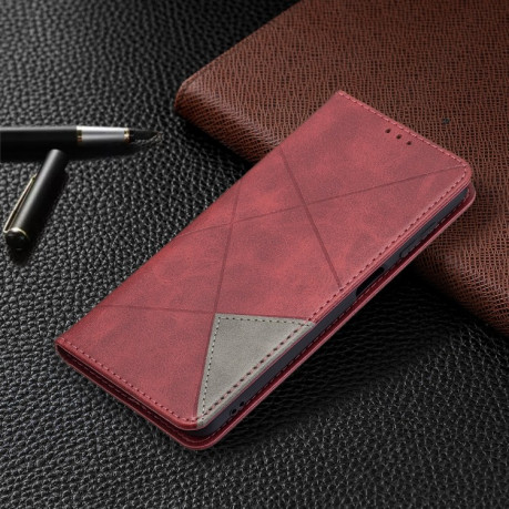 Чехол-книжка Rhombus Texture для Samsung Galaxy M32/A22 4G - красный
