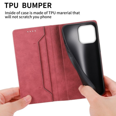 Чехол-книжка Business Solid Color Magnetic RFID Leather на iPhone 16 Pro Max - красный