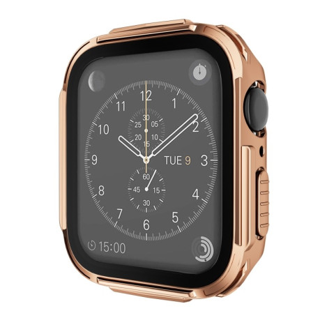 Противоударная накладка с защитным стеклом Plating PC Frame для Apple Watch 40mm - розовое золото