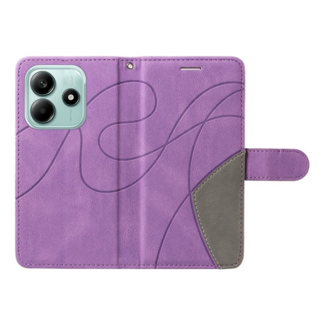 Чохол-книжка Dual-color Splicing Flip Leather для Xiaomi Redmi Note 14 5G/Poco M7 Pro 5G - фіолетовий