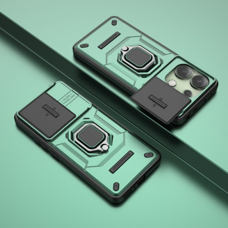 Противоударный чехол Sliding Camshield для Xiaomi Redmi Note 13 4G Global - зеленый
