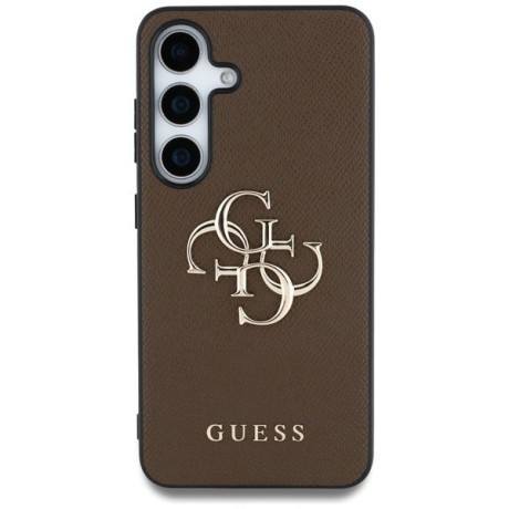Оригинальный чехол Guess Grained Big 4G Logo Small Classic Logo для Samsung Galaxy S25 Plus - Brown