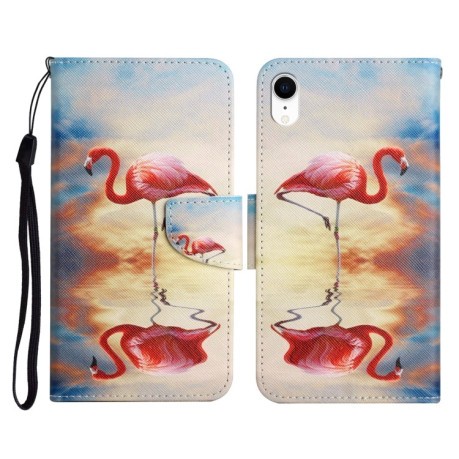 Чехол-книжка Painted Pattern для iPhone XR - Flamingo