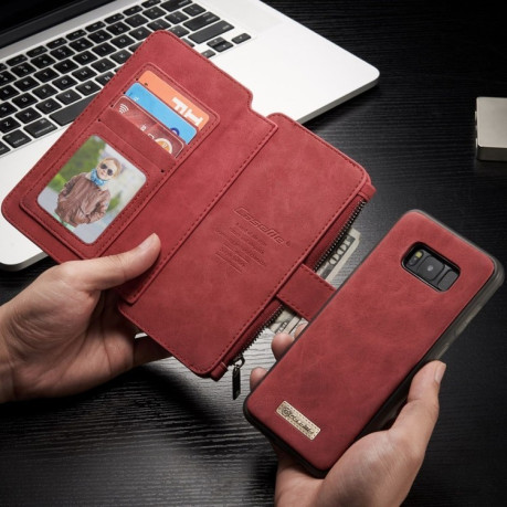 Кожаный чехол- кошелек CaseMe 007 на Samsung Galaxy S8 Plus / G955-красный