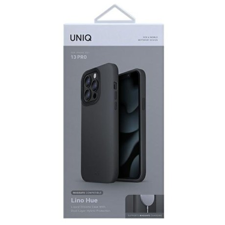 Оригинальный чехол UNIQ etui Lino Hue (MagSafe) для iPhone 13 Pro - gray