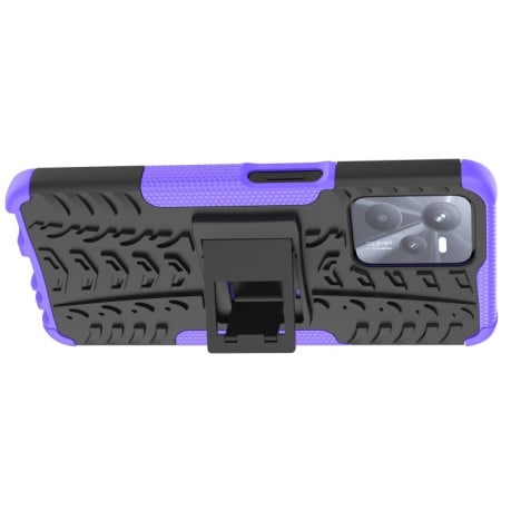 Противоударный чехол Tire Texture на Realme C35 - фиолетовый