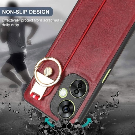 Протиударний чохол Wristband Leather Back для OnePlus Nord CE3/CE3 Lite/N30 - червоний