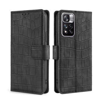 Чохол-книжка з м'яким покриттям (Skin Feel), фактура крокодил (Crocodile Texture) на Xiaomi Redmi Note 11 Pro 5G (China)/11 Pro+ - чорний