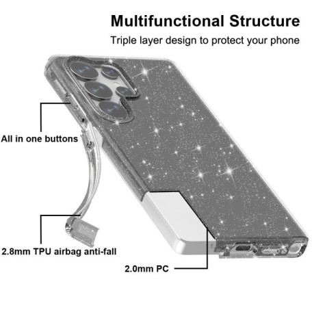 Противоударный чехол Terminator Style Glitter для Samsung Galaxy S25 Ultra 5G - черный