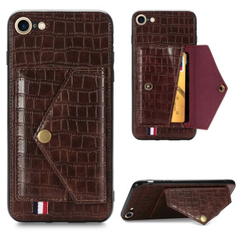 Чехол Crocodile Pattern Shatter-resistant на iPhone SE 3/2 2022/2020/7/8 - коричневый