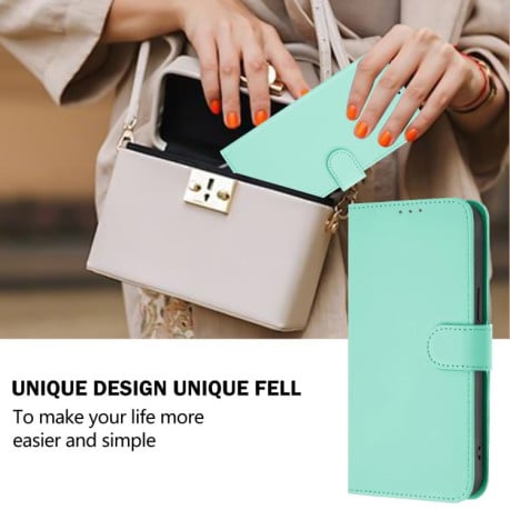 Чехол-книжка с мягким покрытием (Skin Feel) со шнурком на Infinix Smart 10 4G - зеленый