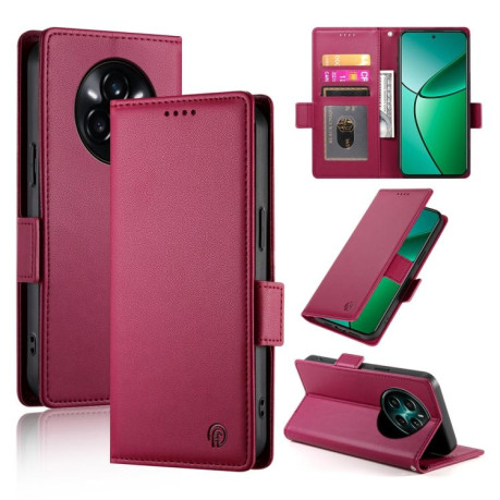Чохол-книжка Side Buckle Magnetic Frosted Leather для Realme 14 Pro+ - винно-червоний