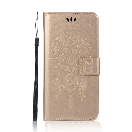 Чехол-книжка Wind Chime Owl Embossing для Xiaomi Poco M4 Pro 4G - золотой