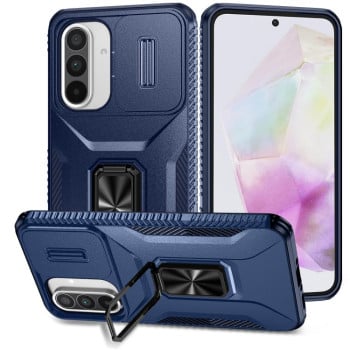 Чехол со шторкой на камеру Sliding Camshield и подставкой на Samsung Galaxy A36 - синий