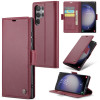 Чехол-книжка CaseMe 023 Butterfly Buckle Litchi Texture RFID Anti-theft Leather для Samsung Galaxy S24 Ultra - винно-красный