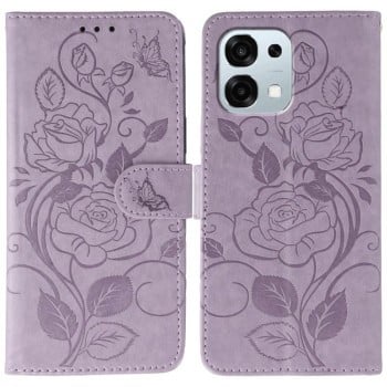 Чехол-книжка Rose Butterfly Embossed Leather на OPPO A6 Pro 5G — фиолетовый