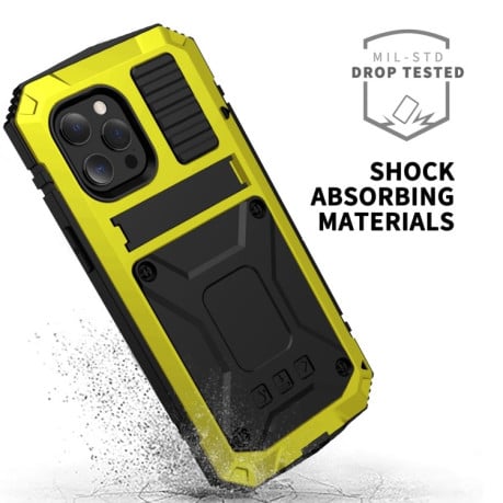 Протиударний металевий чохол R-JUST Dustproof на iPhone 13 Pro Max - жовтий
