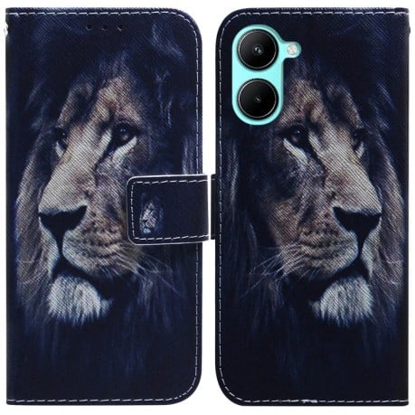 Чехол-книжка Coloured Drawing для Realme C33 - Lion