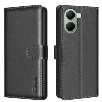 Чохол-книжка Litchi Texture RFID Anti-theft Leather для Xiaomi Poco X7 Pro - чорний