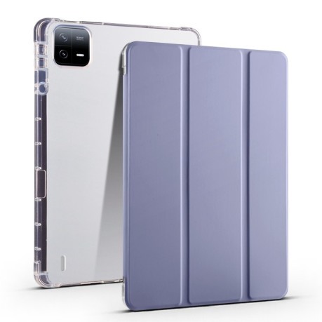 Чехол-книжка 3-fold Clear TPU Smart Leather для Xiaomi Pad 7 / 7 Pro - фиолетовый