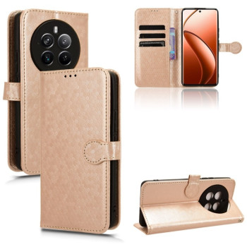 Чехол-книжка Honeycomb Dot для Realme 12 Pro / 12 Pro+ - золотой