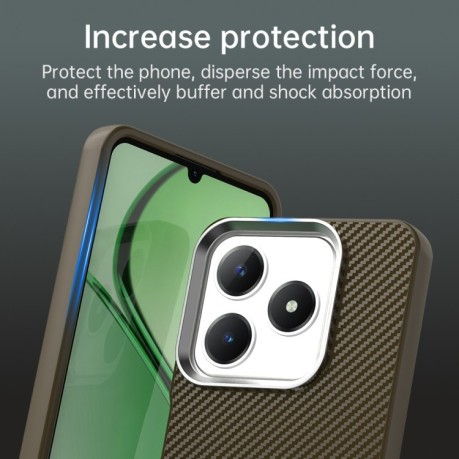 Ударозахисний чохол HMC Carbon Fiber Series IMD на Realme C61/C63/Note 60/Note 60x - коричневий