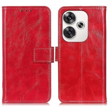 Чехол-книжка Magnetic Retro Crazy Horse Texture на Xiaomi Poco F6 / Redmi Turbo 3 - красный