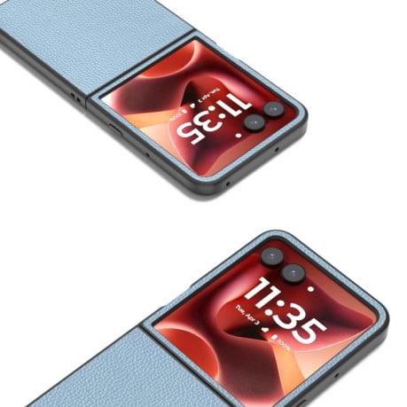 Чехол ABEEL Genuine Leather Luxury для Motorola Razr 60 Ultra - синій