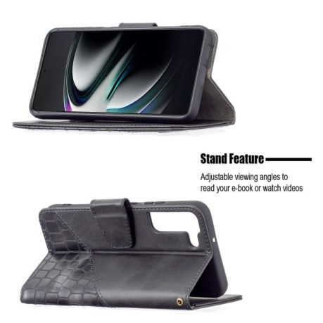 Чехол-книжка Matching Color Crocodile Texture на Samsung Galaxy S22 Plus 5G - черный