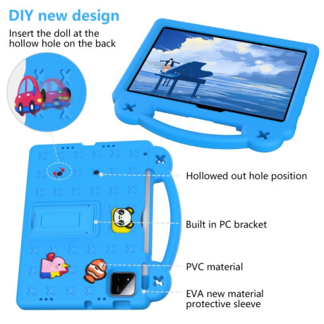 Противоударный чехол EVA Handle Kickstand Children для Xiaomi Pad 7 / 7 Pro 2024 - голубой